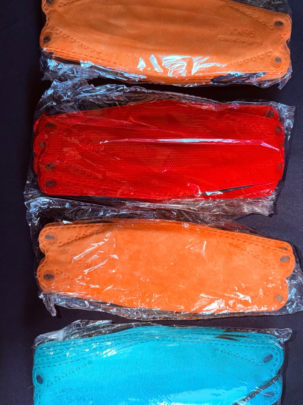 Colorful Pack of Fashion Face Masks - Red, Orange, Turquoise